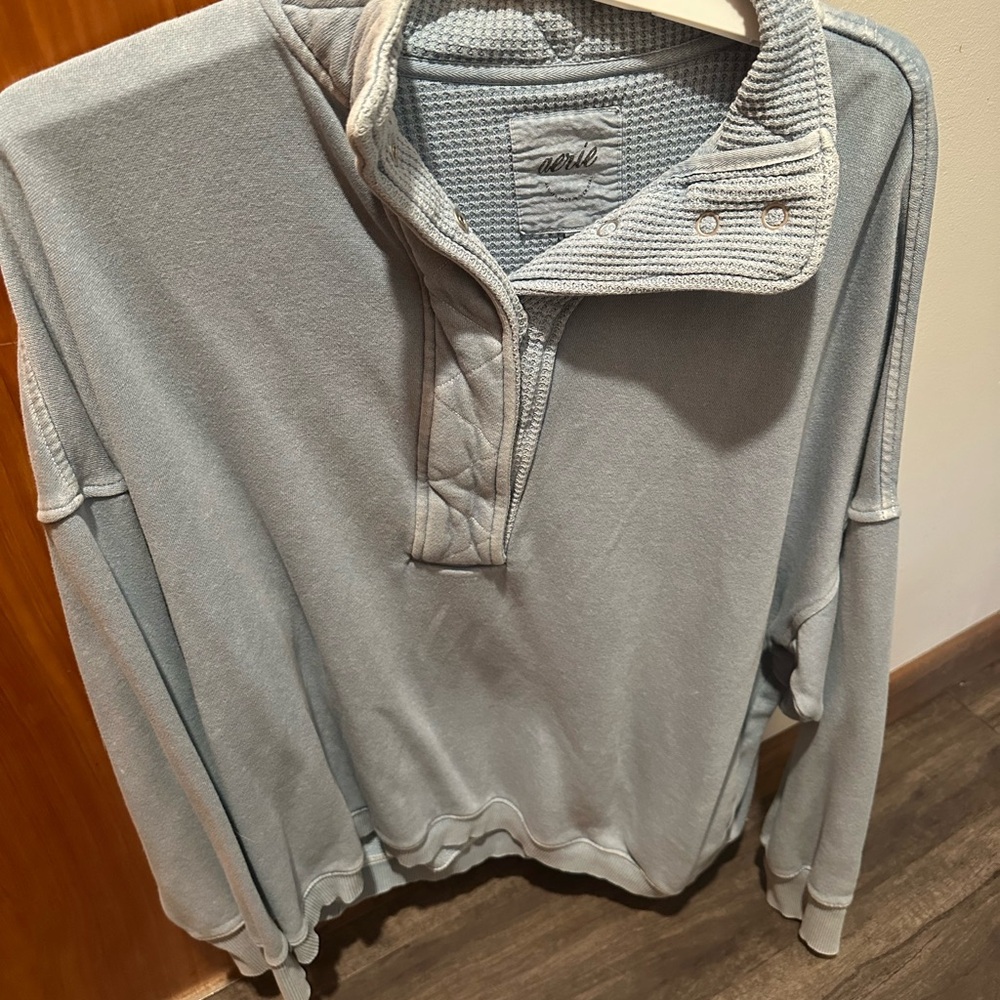 Aerie Light Blue Quarter-Snap Pullover